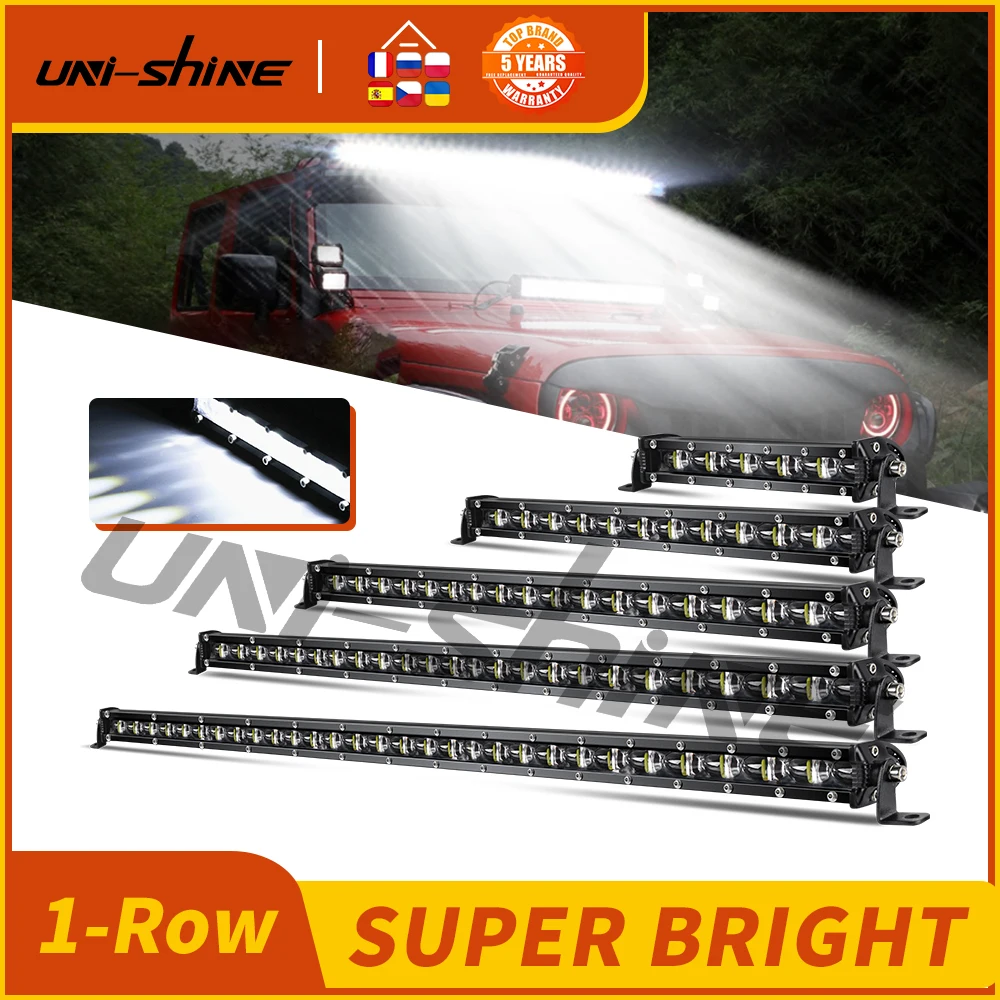 UNISHINE Single Row LED Light Bar Offroad LED Work Light 7