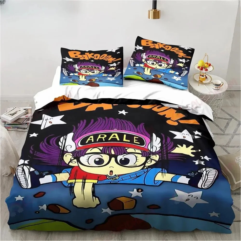 New Cute Cartoon DR S-Slump Arale Anime Bedding Set Sheet King Twin Double Child Bedding Set Mircofiber or Polyester Duvet Cover