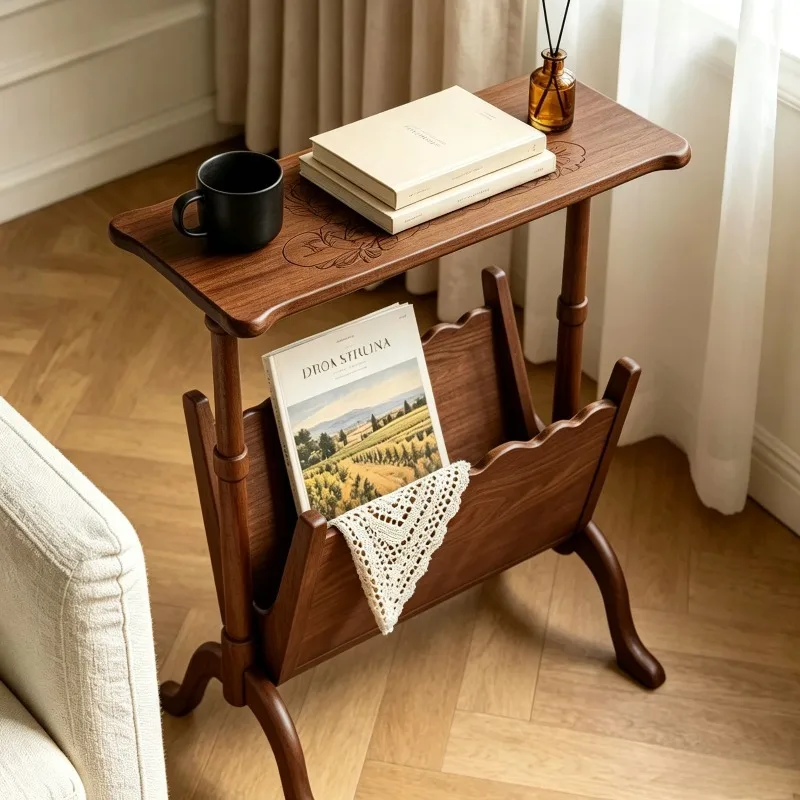 Retro Solid Wood Coffee Table Living Room Modern Luxury Storage Sofa Side Table Mid-century Aesthetic Bookshelf Home Furniture