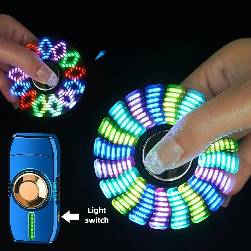 Cool Light Color Fingertip Gyroscope Voice Control Ignition Windproof Red Flame Butane Gas Lighter Fun Electric Lighter Rolling