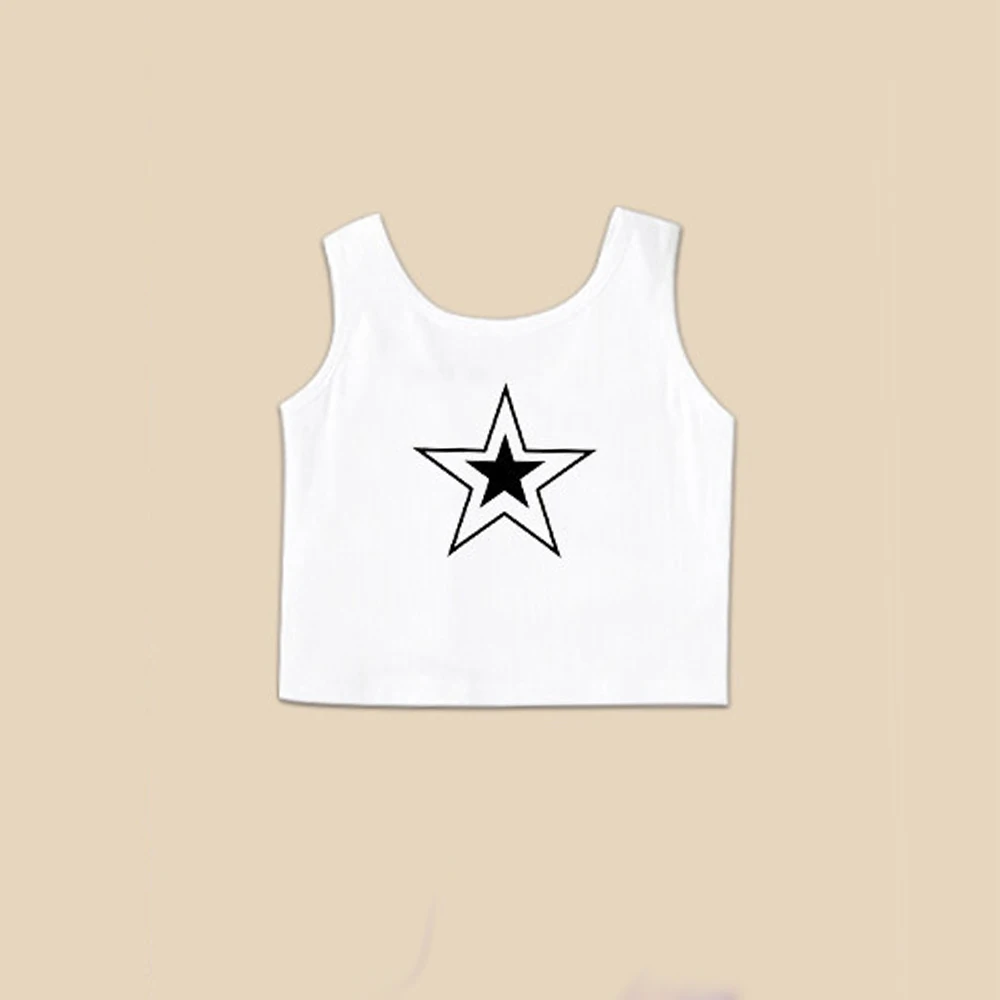 Summer Girls Tank Top Star Crop Tops For Kids Teenager Sleeveless Vest Letter Camisole 2-10Yrs Children\'s Clothes Fashion