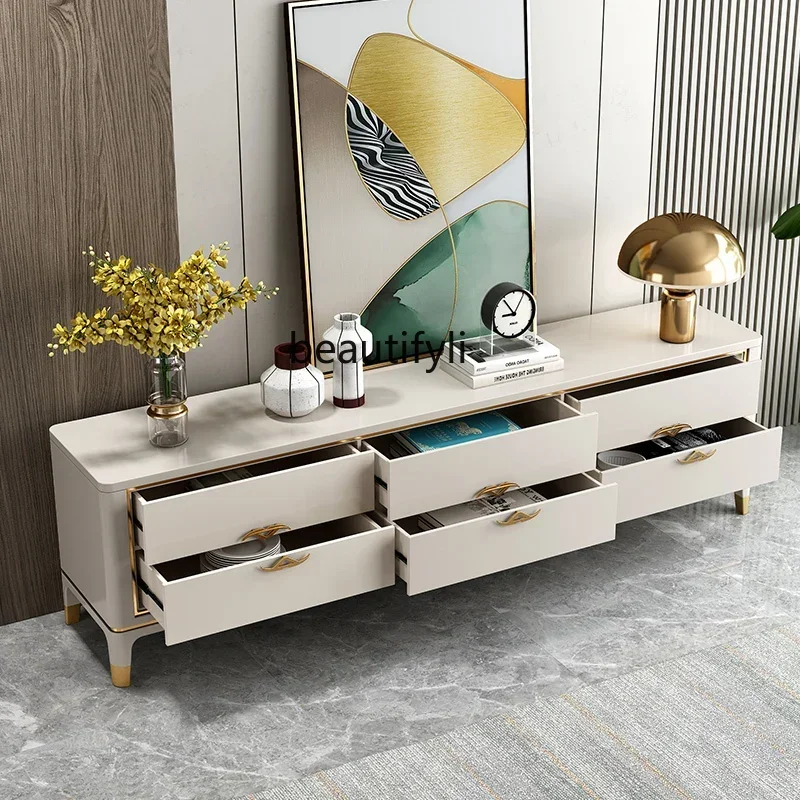 A13 خزانة تلفزيون فاخرة طاولة شاي مزيج بسيط الحديثة غرفة المعيشة حائط الخلفية خزانة الفيلم والتلفزيون وحدة صغيرة Ty #5