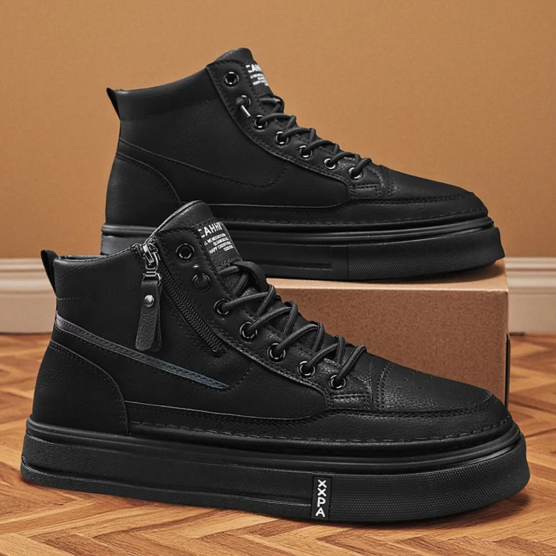 

Men Boots Winter High Top Leather Shoes Fashion Cotton Shoes Fashion Ankle Boots Business Casual Outdoor Shoes Male Sneakers New