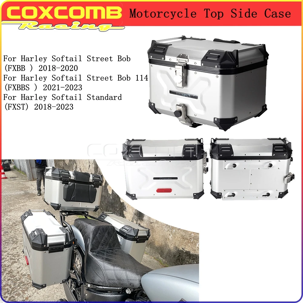 

Aluminum Top Case Side Bracket Luggage Bag Trunk Storage Toolbox Saddlebag For Harley Softail Street Bob 114 FXBB Standard FXST