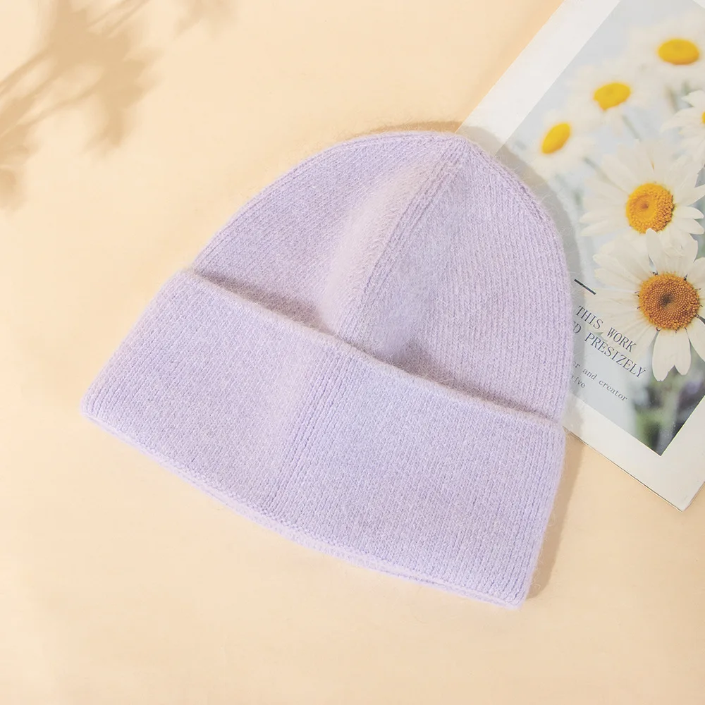 Angora Hat Women Winter Beanie Knit Solid Color Autum Warm Accessory For Cold Weather Outdoor Skiing Sports Holiday