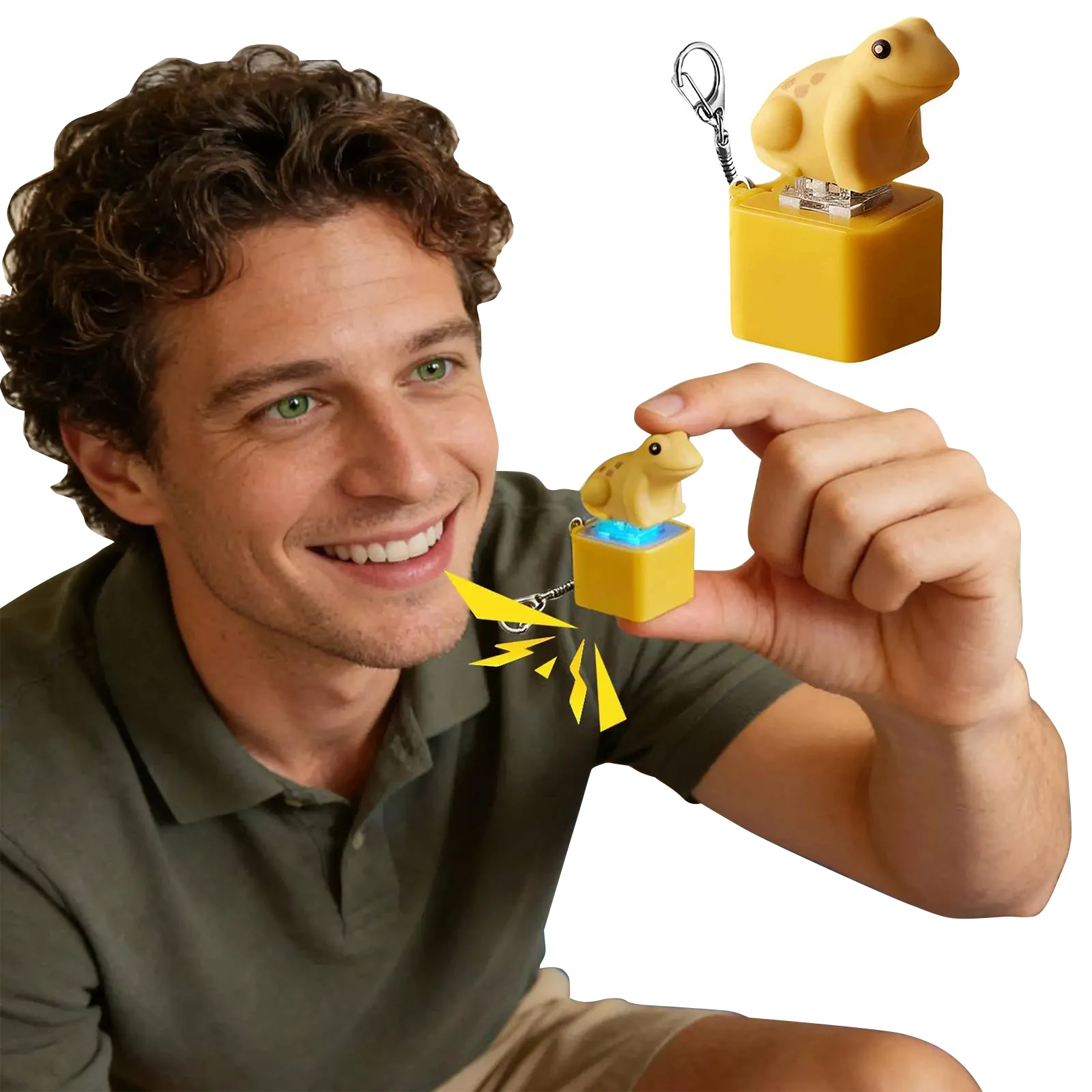 Cute Frog Keychain with Realistic Sound & LED Light Frog Croaking Fidget Toy Keyboard Clicker Birthday Gift for Kids & Adults