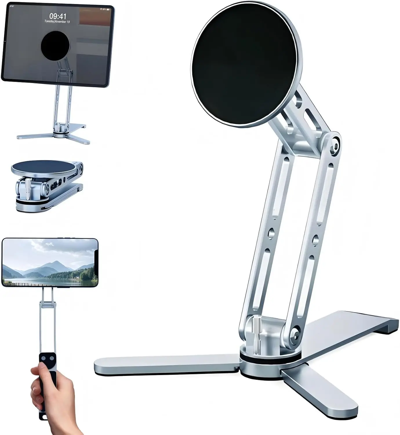 

Magnetic Tripod for iPhone & iPads, Aluminum Mini 360° Adjustable Foldable Phone Stand