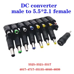 8 In 1 5.5x 2.1 Mm Dc Power Jack Vrouwelijke Stekkeradapter Connectoren  6.3*4.0  4.7*1.7  3.5*1.35 Mannelijke Tips Adapter