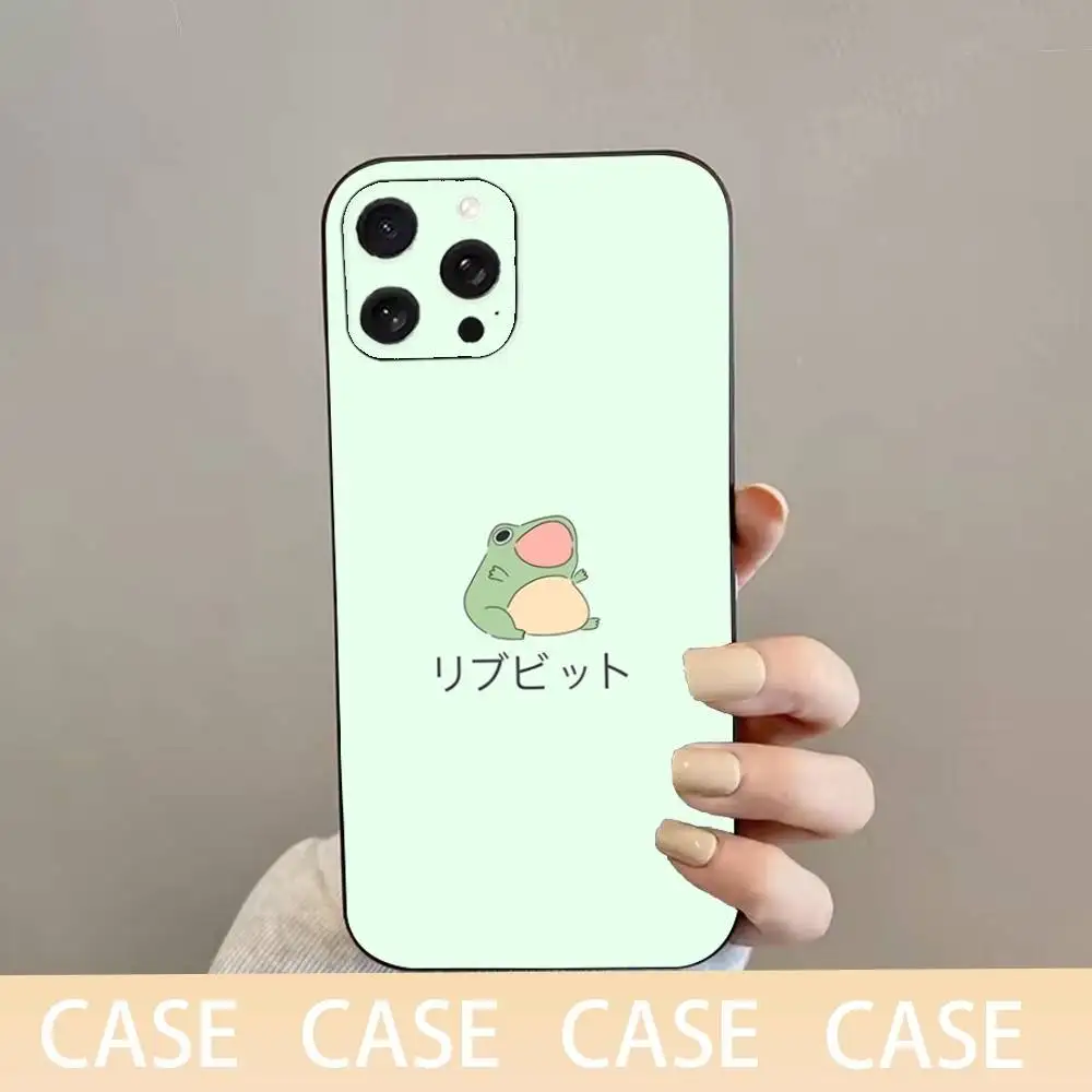 حافظة هاتف C-Cartoon F-Frog لهاتف iPhone 16,15,14,13,12,11 Plus,Pro Max,XS,X,XR,SE,Mini,8,7,غطاء أسود من السيليكون الناعم #5