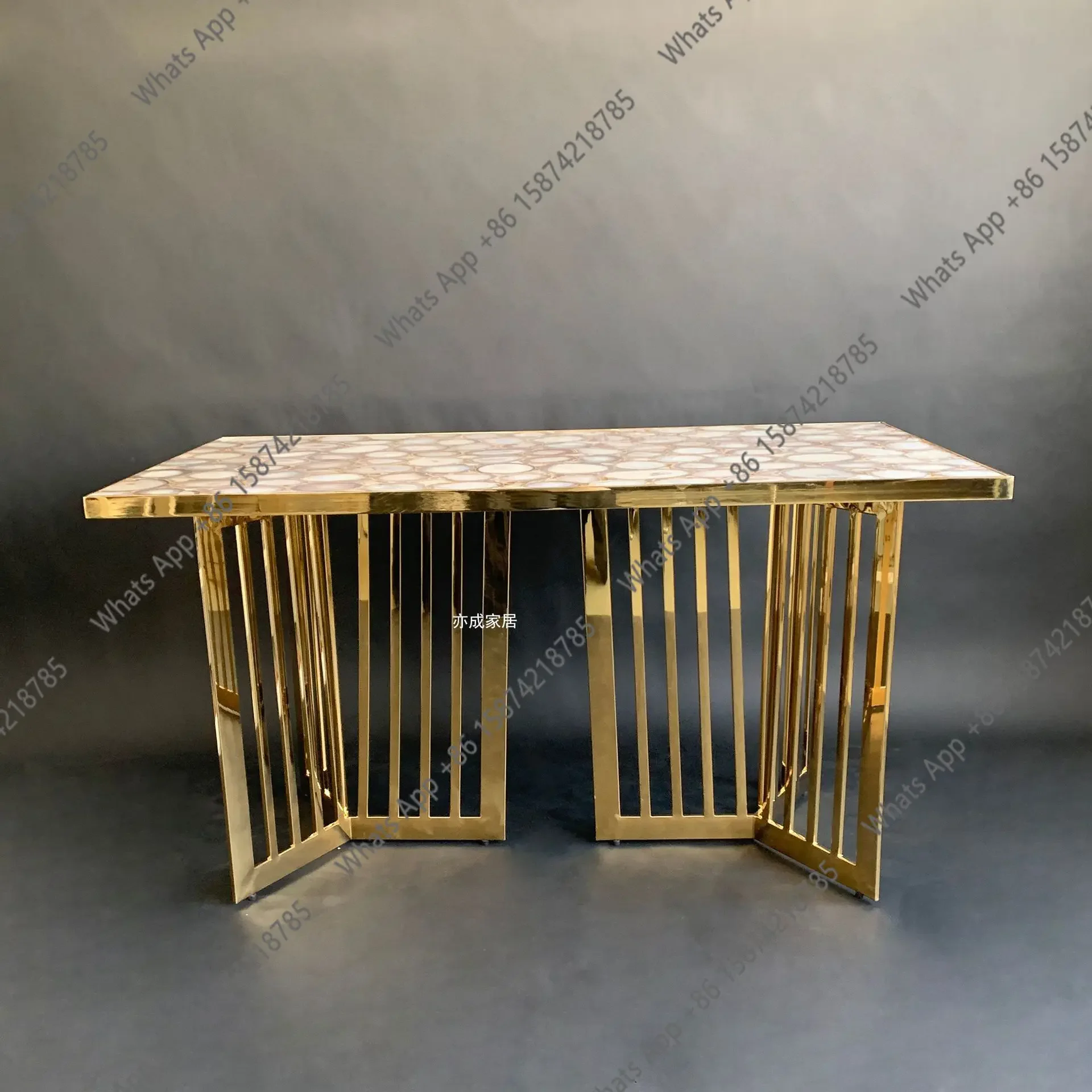 46X Natural Agate Stone Dining Table Italian Light Luxury Villa Luxury Living Room High-end Primary Color Agate Dining Table