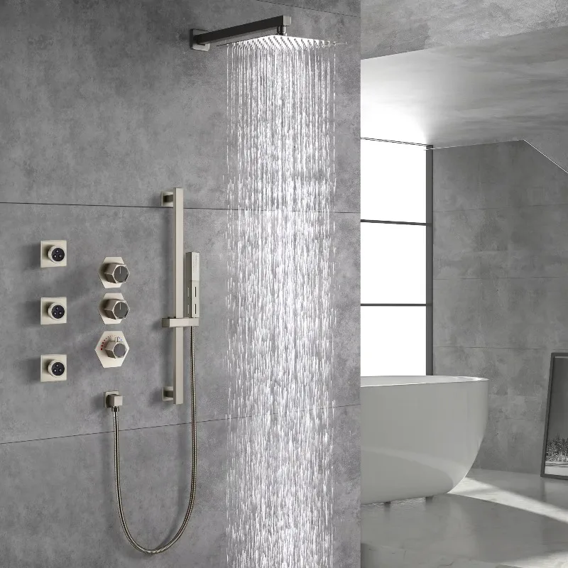 Hot Sale Shower Head Material 12 Stainless Steel Deluxe Shower Set with Bathroom Head