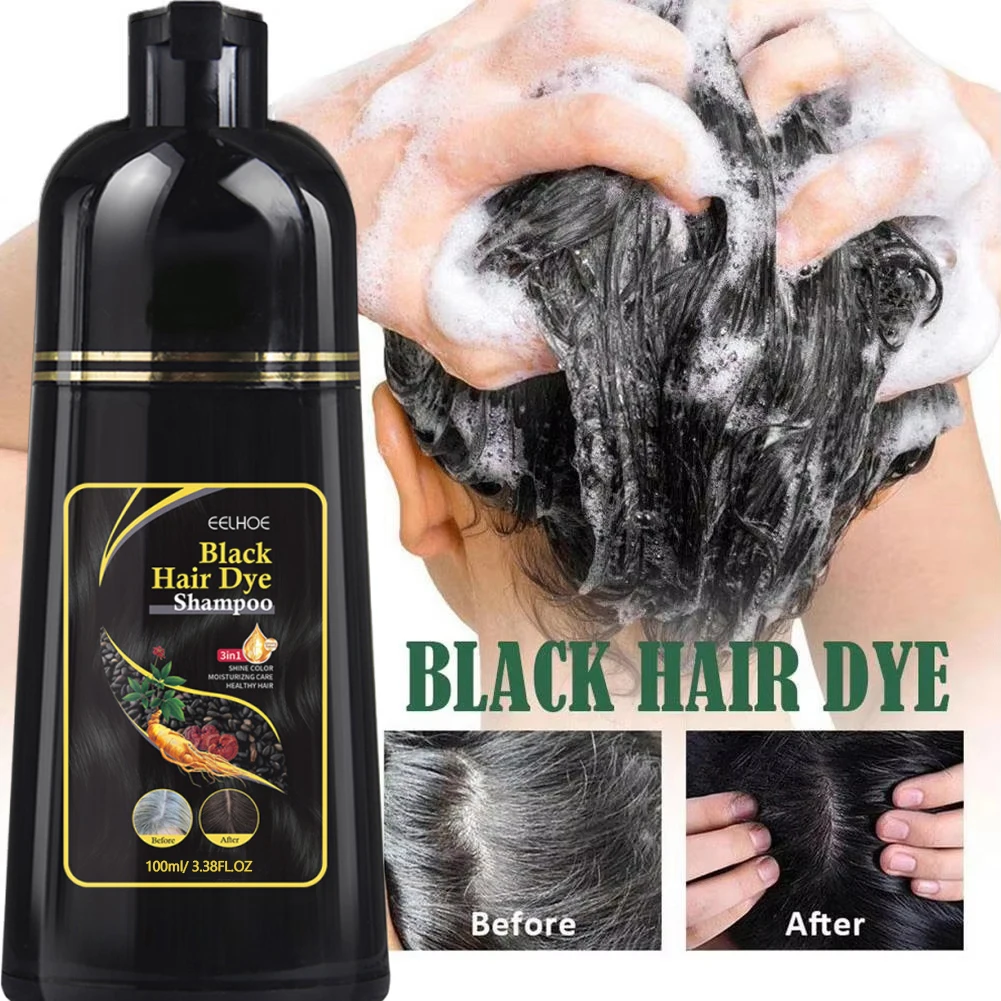 100ML Magic Natural Herbal Hair Dye Shampoo 3 in 1 Hair Color Shampoo for Gary Hair Dark Brown Black Women & Men Grey Coverage