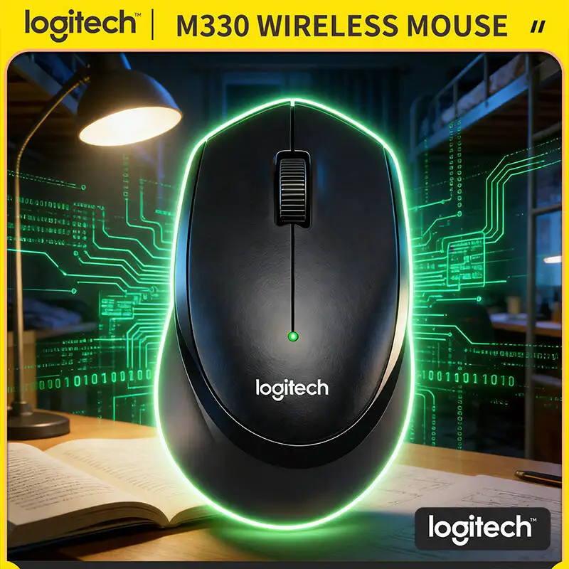 

Беспроводная мышь Logitech M330 Silent Plus с USB-приемником 2,4 ГГц, бесшумная работа, эргономичный дизайн для офиса, ПК и Mac