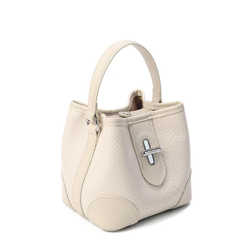 COCIO 2026 Women Mini Bucket Bag Croc Embossed Faux Leather Top Handle Crossbody Shoulder Purse Adjustable Detachable Strap Dail