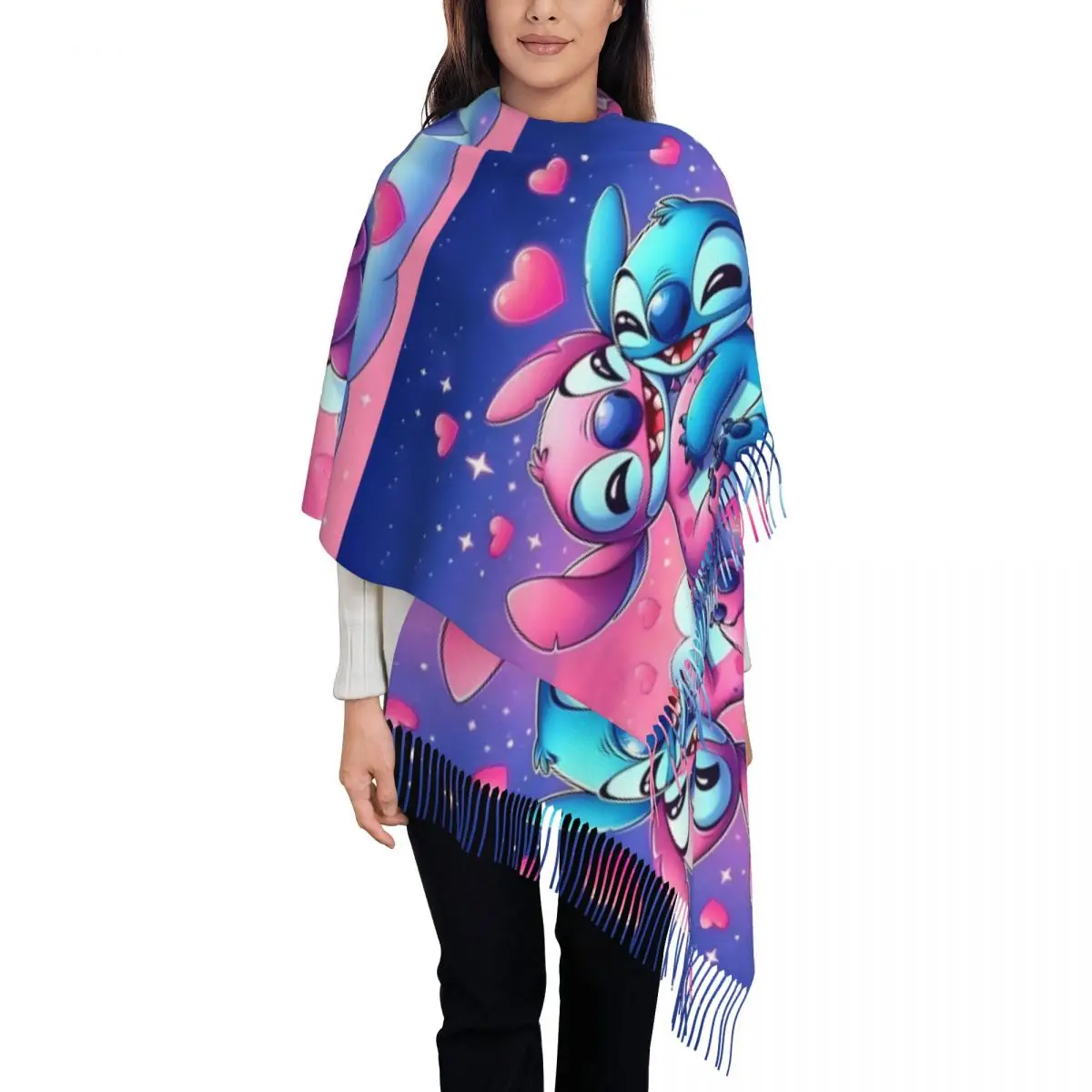 

Шарф на заказ для женщин, длинные зимне-осенние теплые шаль с кисточками, унисекс, милые шарфы с героями мультфильмов