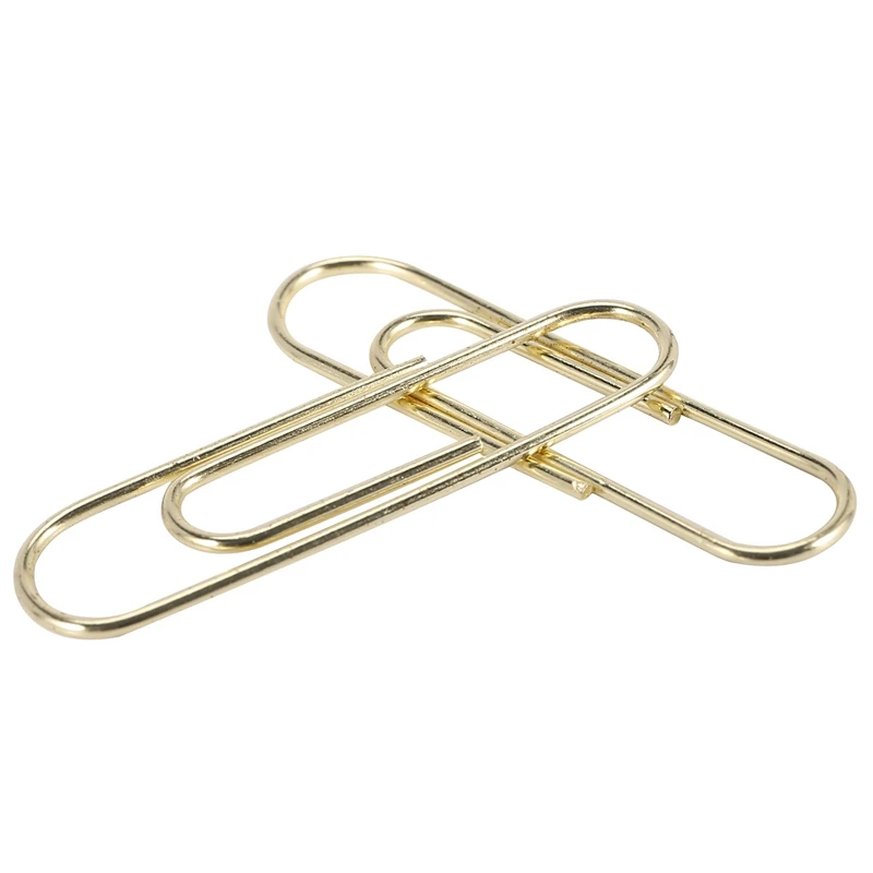 Gold Paper Clips In Elegant Magnetic Marble White Clip Holder, 28Mm, 100 Clips Per Box