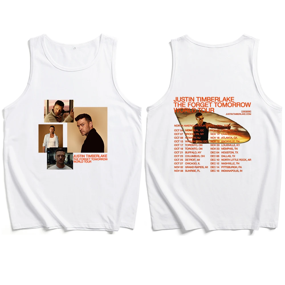 Justin Timberlake The Forget Tomorrow Tour Tank Tops Vest  Man Woman Summer Casual Sleeveless T-shirt Fans Gift Tops