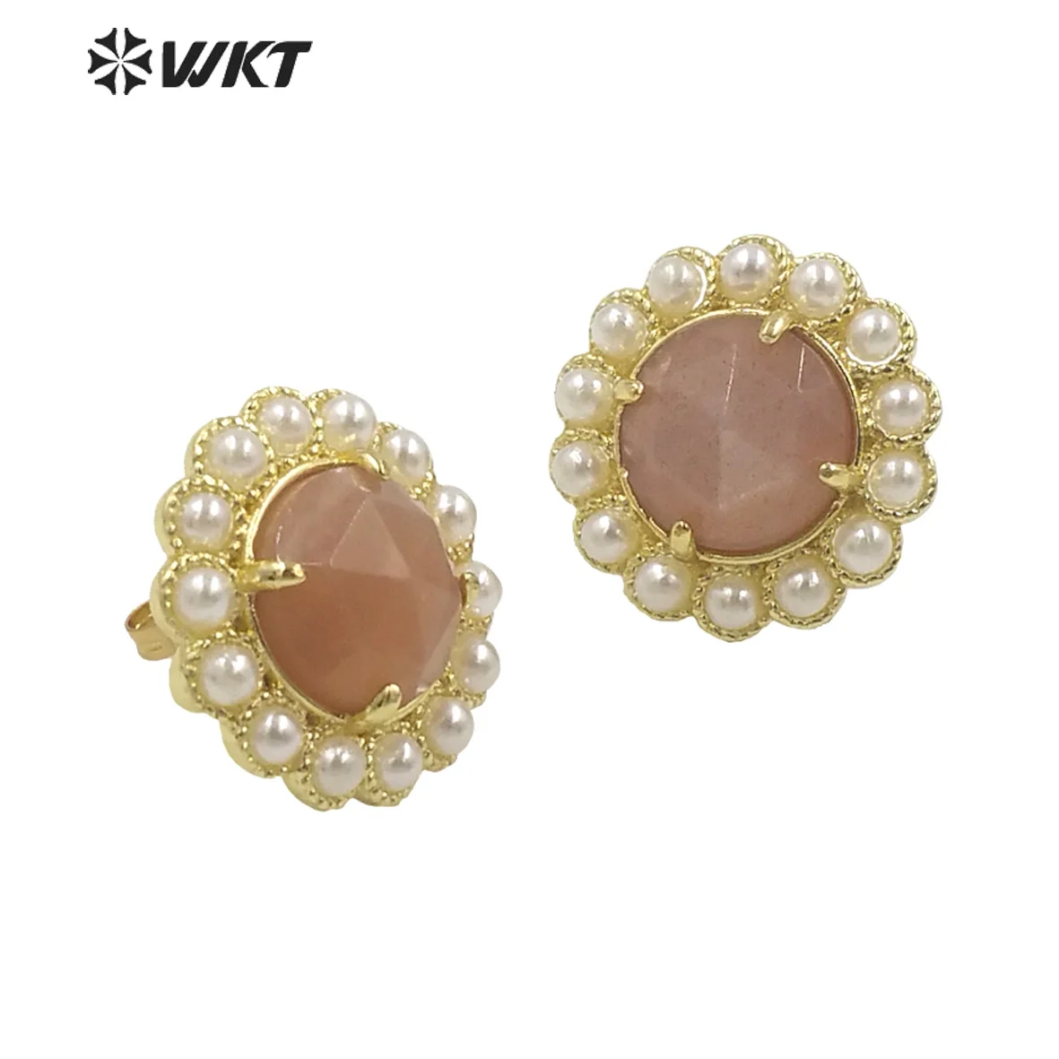 WT-MPE121   WKT 2023 Fashion Jewelry Natural Stone Flower Shaped Making Earring Supplies Grand Party NEW Quality NEW image 4