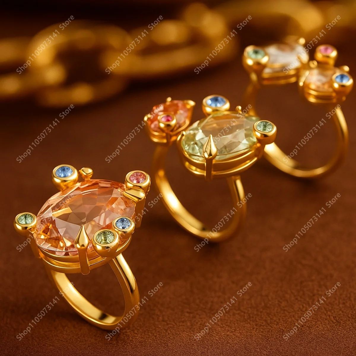 

Fashionable luxury gold strand crystal dream zircon open ring banquet party trend versatile high-quality jewelry - birthday gift