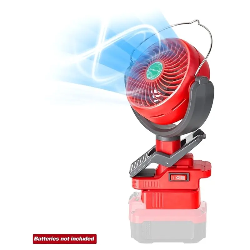 Camping, Camping Clip-On Fan Cordless(2-Speed, 270°& 300° Rotation), Outdoor, Job Site& Bedroom(Battery Not Included)