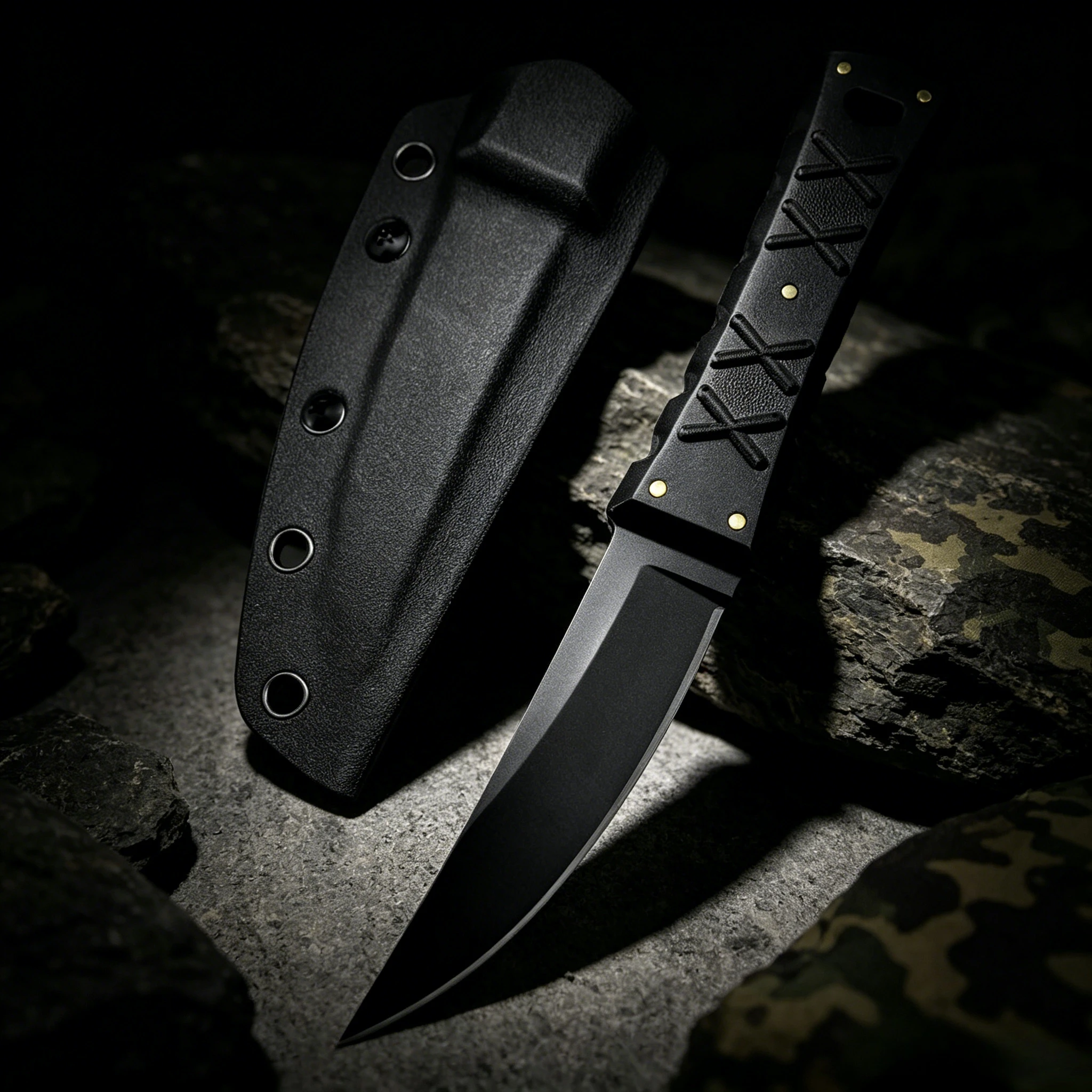 DC53 Steel Fixed Knife with Brown and Black G10 Handle – Designed for Camping, Backcountry Hikes, Fishing, and Daily Use