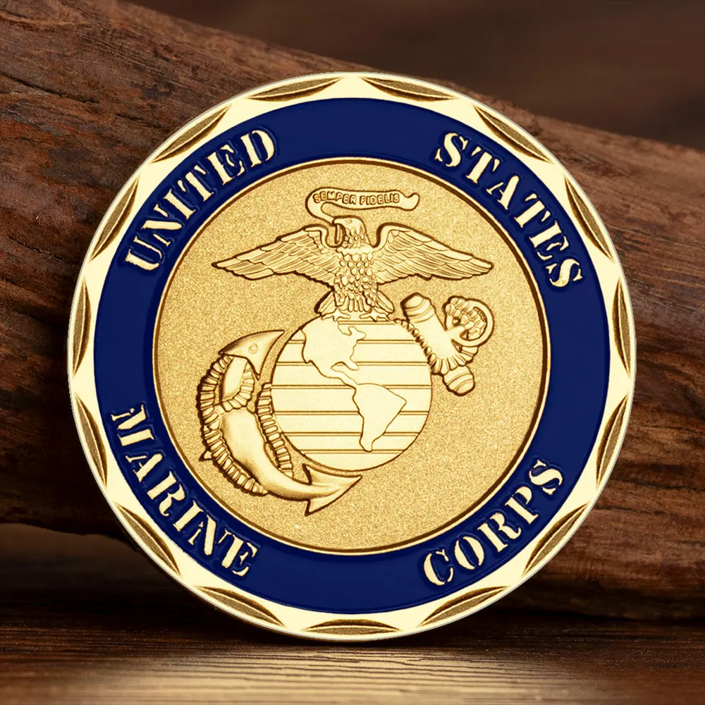 Fighting Fourth Commemorative Coins Golden Plated United States 4th Marine Division Souvenir Coin