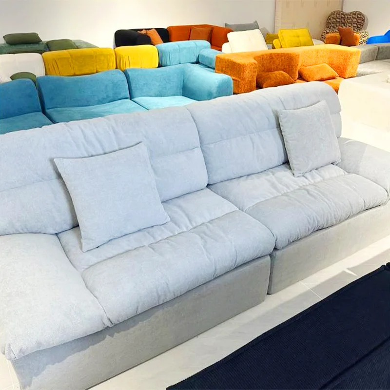 Living Room Compression Sofa, Shrink-Wrapped Foam Sofa Customizable Fabric Couch,  Vacuum Compressed Cloud Sofa Furniture in Box