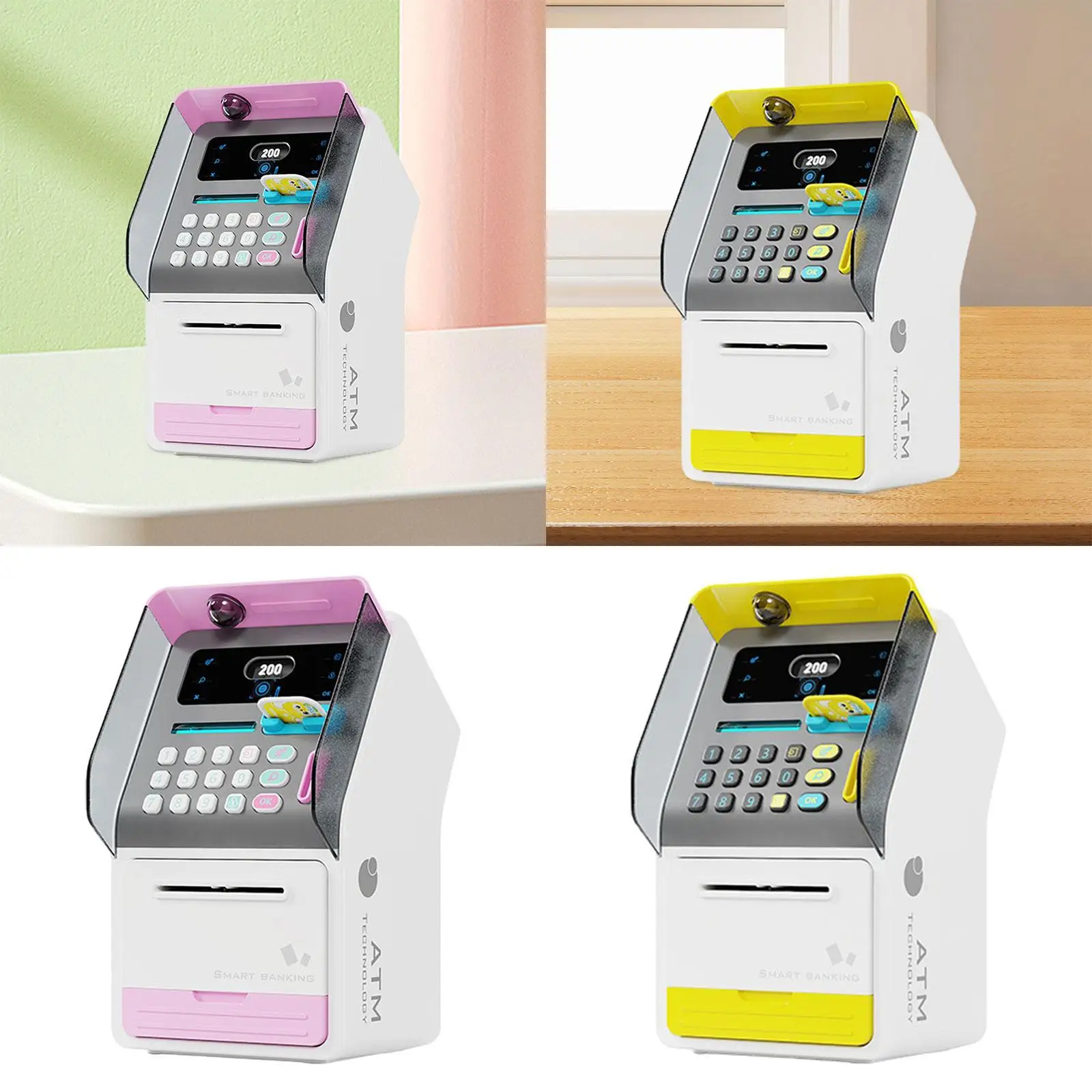Cofrinho banco de dinheiro presentes de aniversário aprendizagem precoce rolagem automática crianças atm