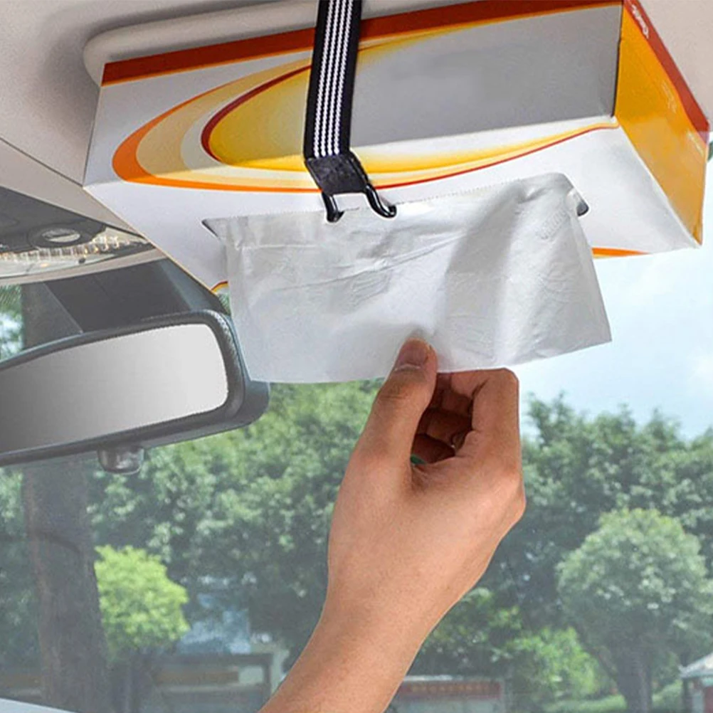 

2Pcs Car Tissue Holder Straps Elastic Adjustable Sun Visor Fixing Belts for Napkin Boxes Vehicle Accessories Napkin Holder Strap