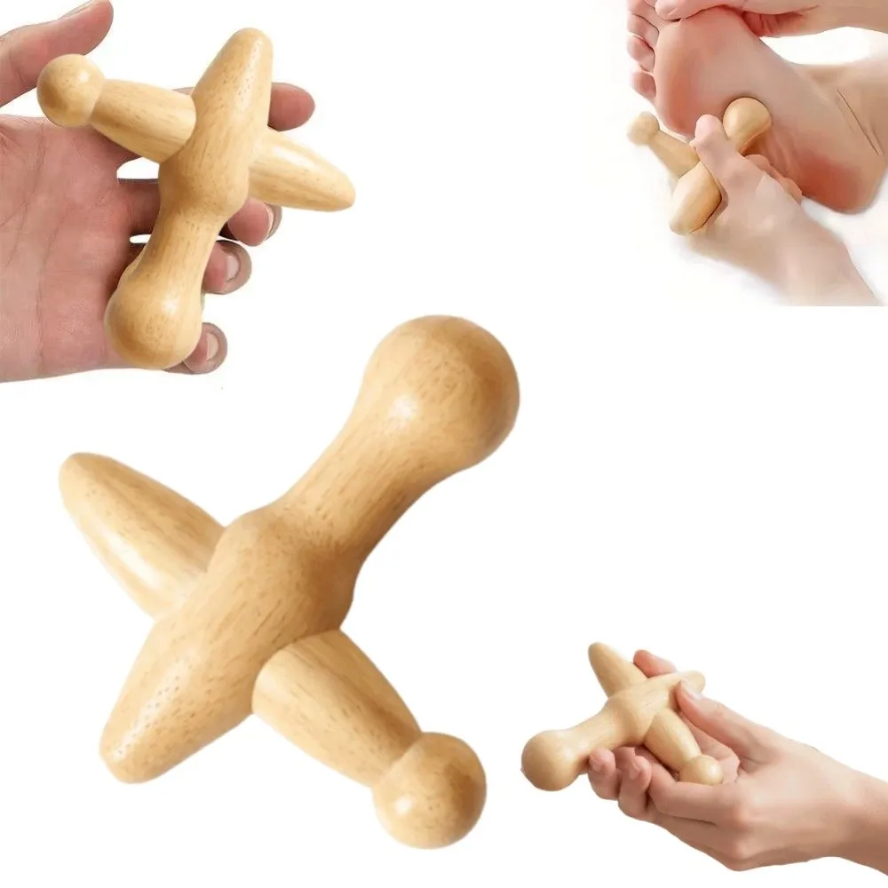 Handheld Wooden Foot Massage Stick Wood Acupressure Trigger Point Massager Ergonomic Shape Smooth Surface Wood Massage Roller