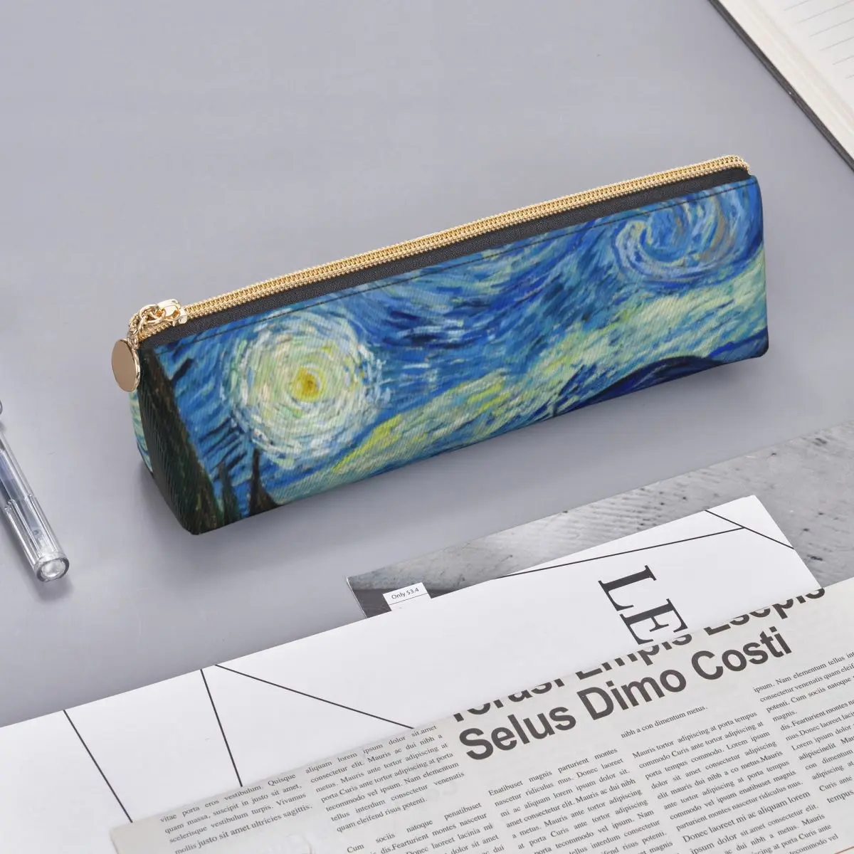 Astuccio triangolare Star Van Gogh La impressionismo della notte stellata Astuccio semplice per bambini Organizzatore di penne in pelle per il