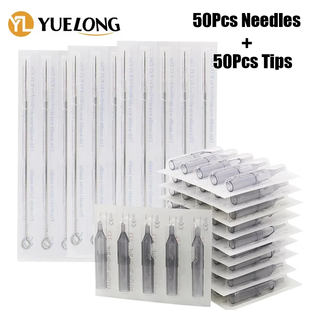 Assorted Sterilized Tattoo Needles And Tips  3/5/7/9RL 3/5/7/9RS 7/9M1 Tattoo Needles and Disposable Tattoo Tips Combo