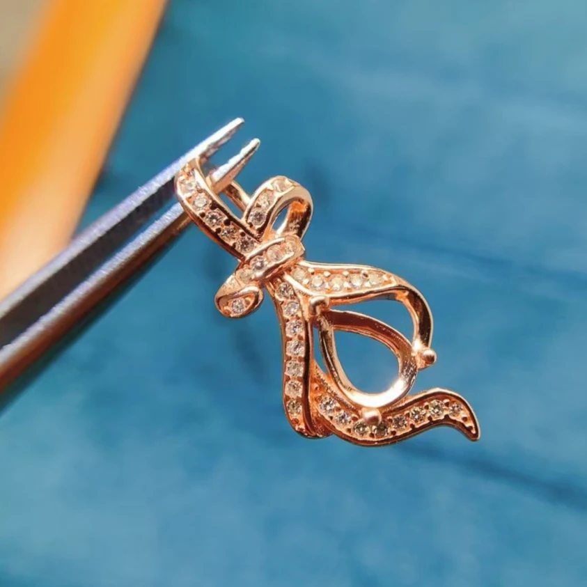 Classic Silver Pendant Setting 5*7mm Water Drop Shape Gemstone Necklace Pendant Setting 925 Silver Jewelry Components Supplier