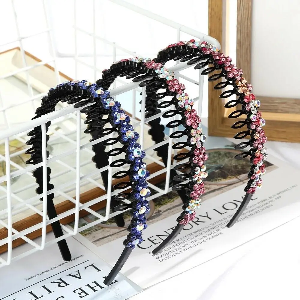 Non-Slip Hair Accessories Headwear Headdress Rhinestone Hairband Hair Band Hoop Crystal Flower Tooth Comb Headband