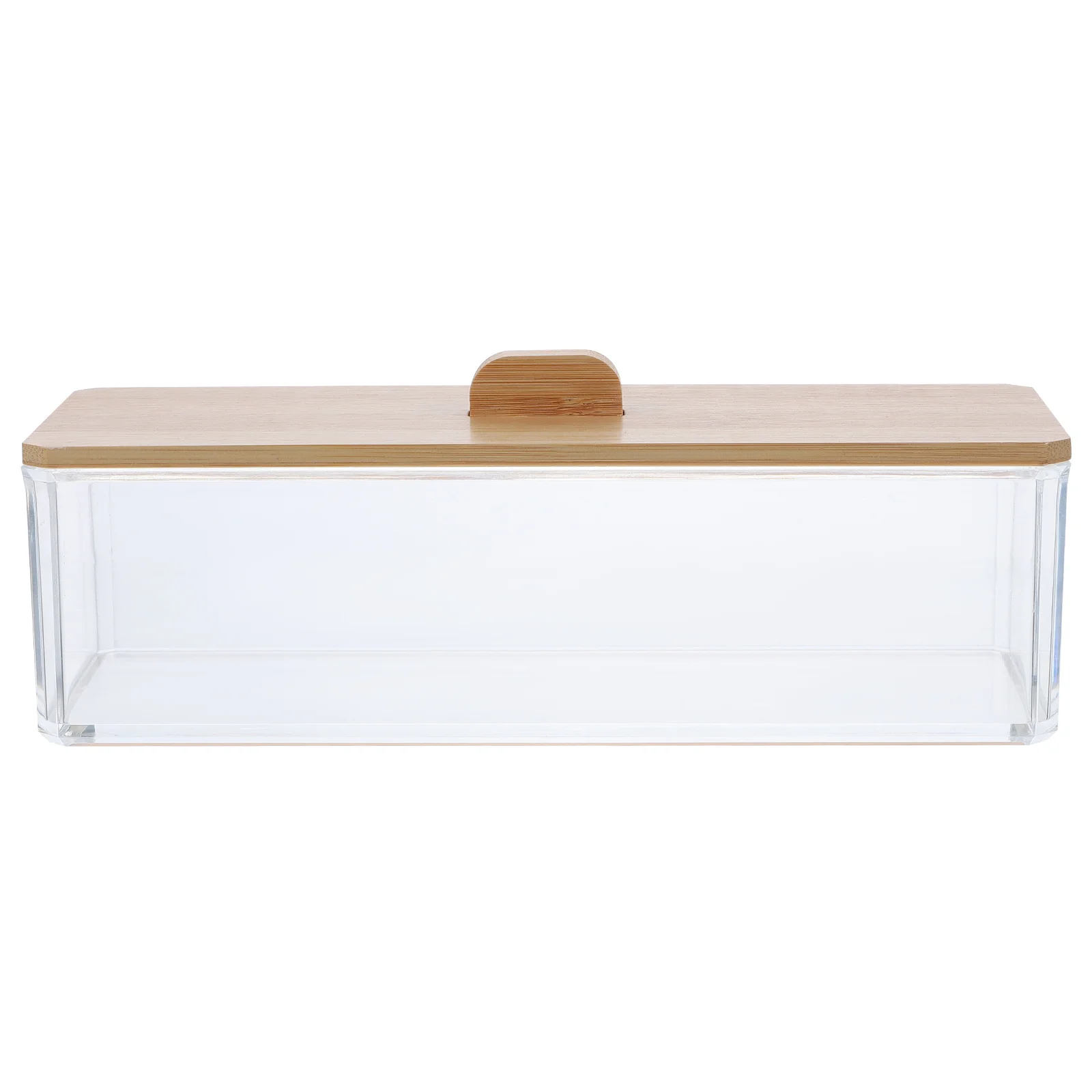 

Acrylic Tissue Box Transparent Desktop Storage Rack Bamboo Lid Modern Napkin Holder For Home Living Room Dining Table
