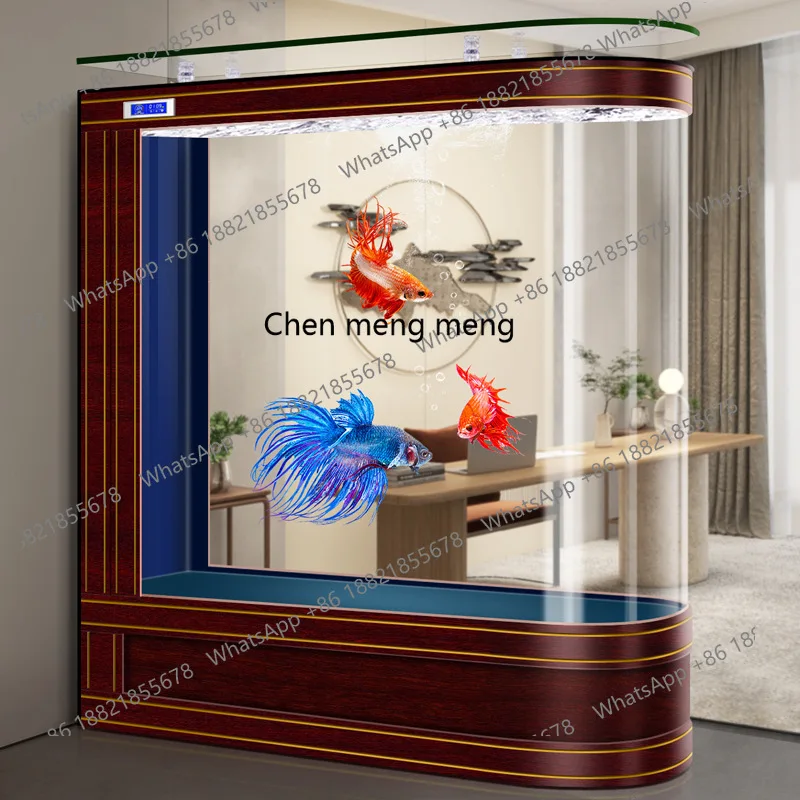 

Fish tank living room simple medium and large floor-to-ceiling new integrated molding screen partition aquarium