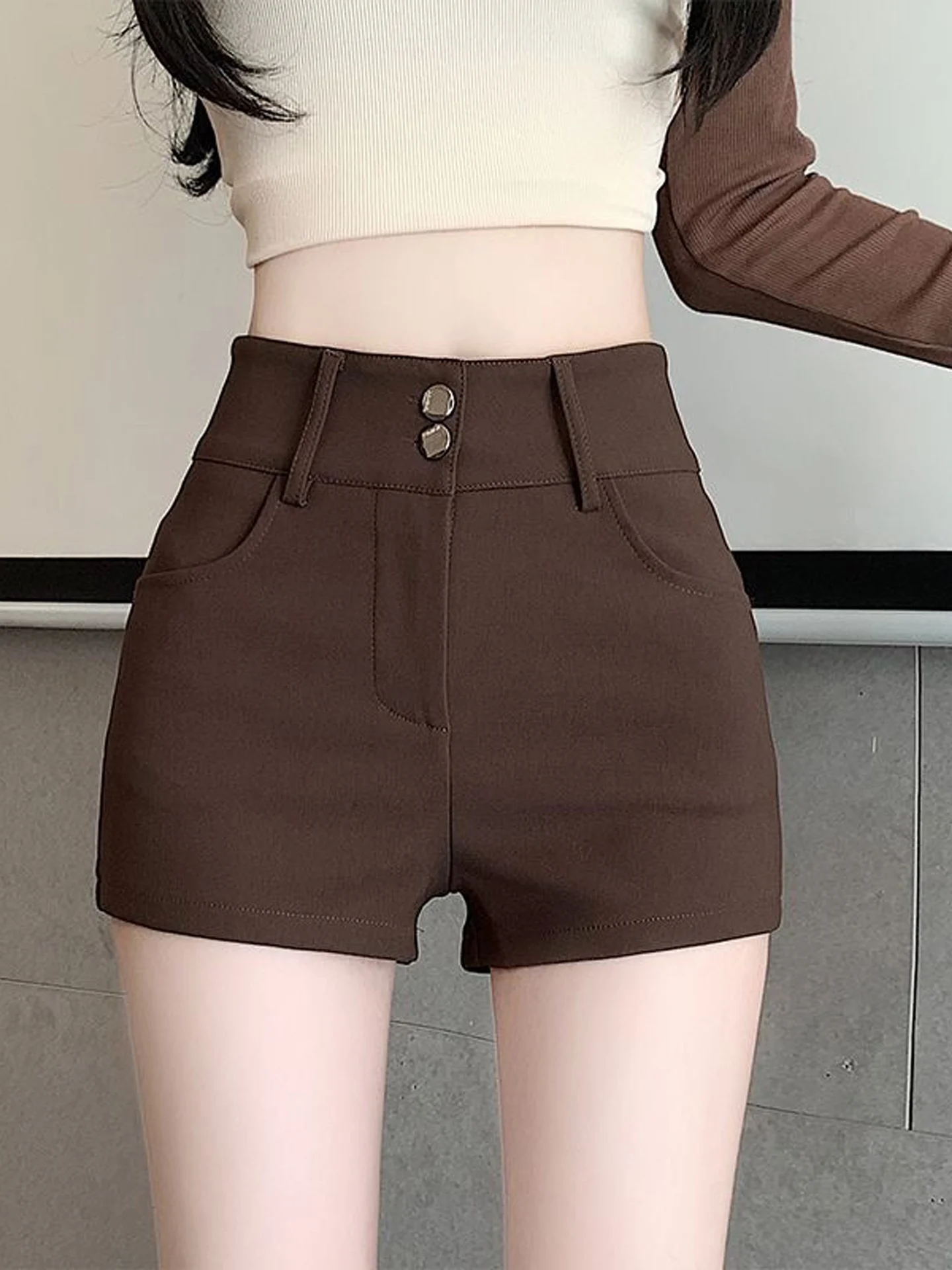 High Waist Slim Fit Short Pants Women's Fashion Elastic Bandage  Skirt Autumn 2026 Casual Straight Leg Bootcut Pants
