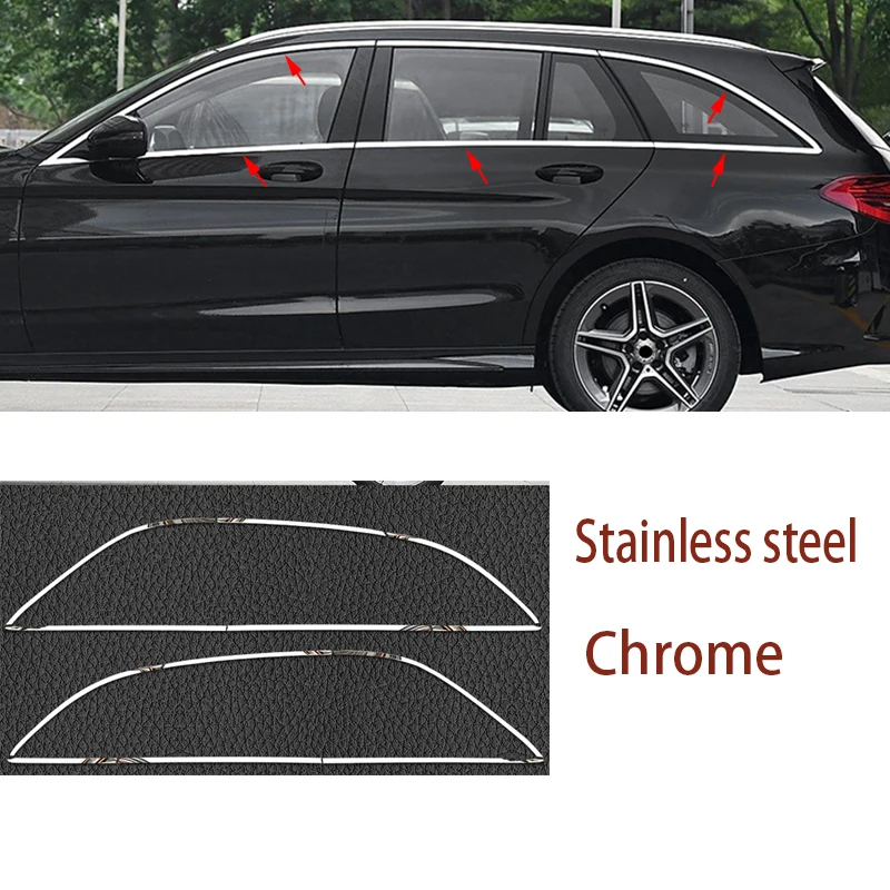 Nieuwe FIT VOOR Mercedes-Benz C-Klasse Wagon S205 2015-2021 roestvrij staal zwart Buitenkant Venster Molding Strip Sill side Cover Trim