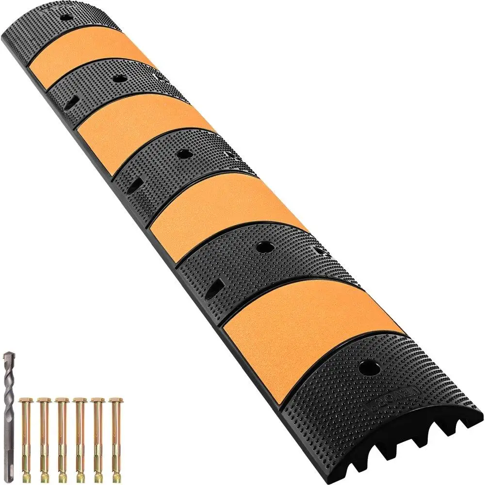 

Rubber Speed Bump 72.8 Long 2 Channel Heavy Duty 22000 LBS Load Capacity for Driveways for asphalt Concrete Gravel