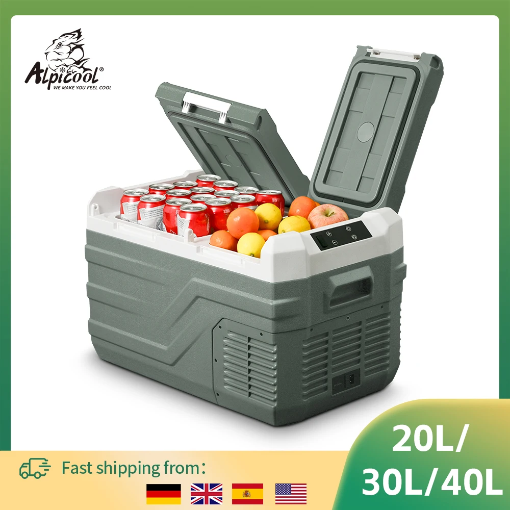 Alpicool NLS 20L 30L 40L Car Refrigerator Mini Fridge Freezer 12V Portable Compressor Cooler 12/24V DC 100-240V AC for Camping