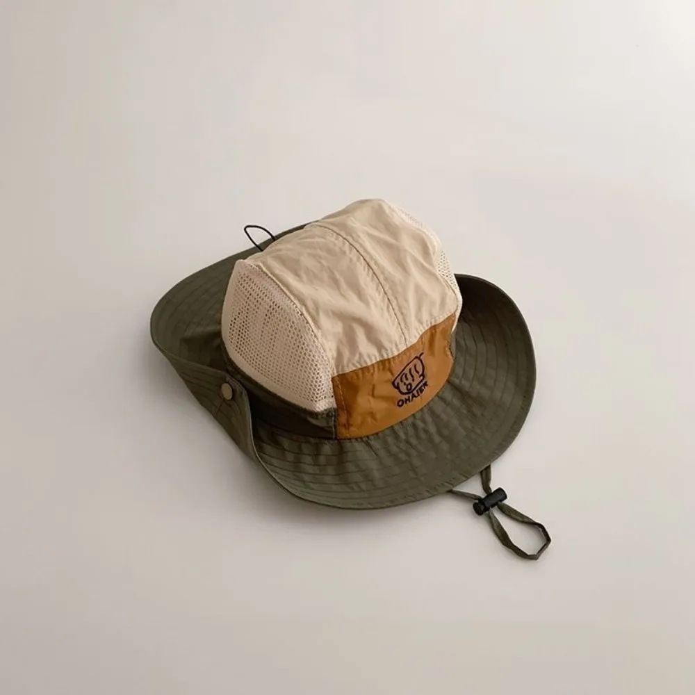 

New Quick Drying Kids Bucket Hats Wide Brim Mesh Drawstring Basin Cap Breathable Thin Children Fisherman Hat Outdoor