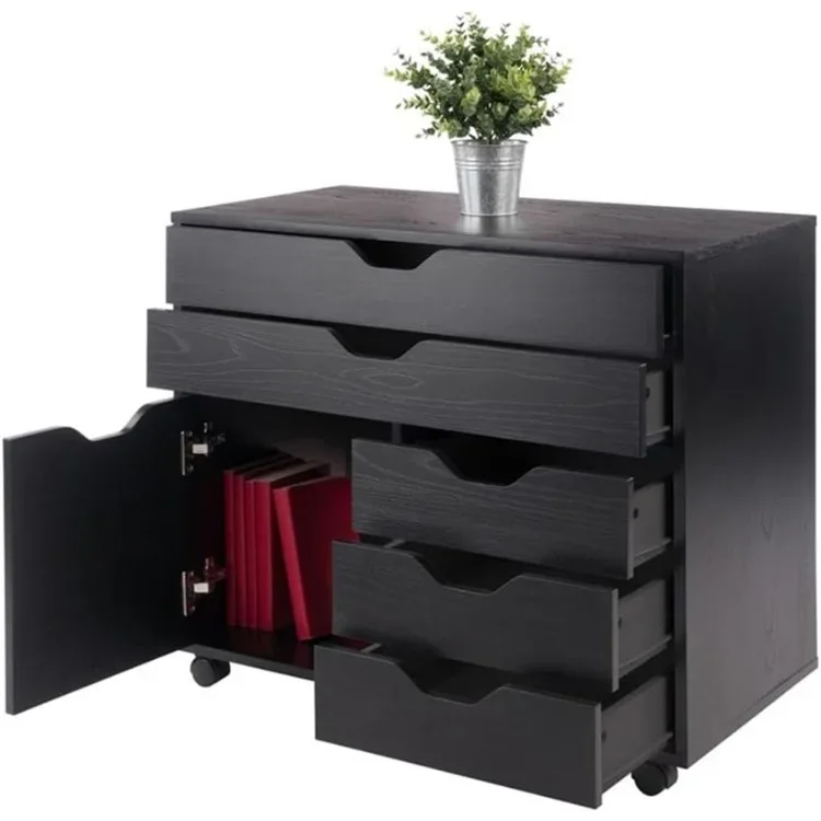 ضمان الأصالة. خزائن تخزين متنقلة، باب واحد، 3 أدراج، 2 درج عريض، للمكتب المنزلي، BlackUSA #6