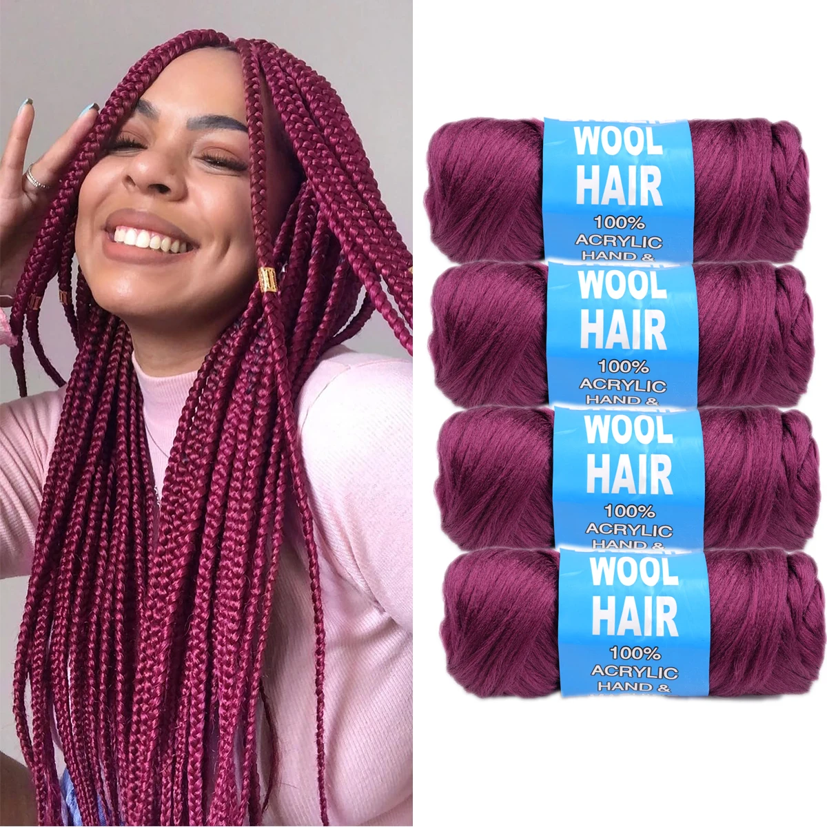 Braziliaanse Wol Haarverlenging Voor Vrouwen Kinderen Afrikaanse Yaki Synthetische Senegalese Twist Faux Locs Wraps Jumbo Gehaakte Vlechten Haar