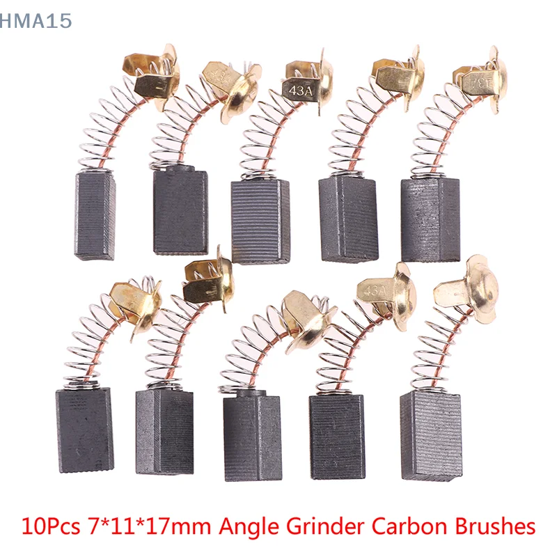 10Pcs Angle Grinder Carbon Brushes 7*11*17mm Power Tool Motors Spare Parts