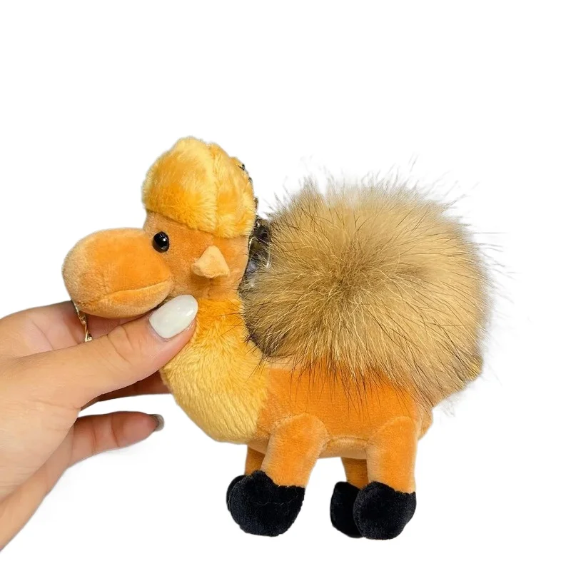 العلامة التجارية الفاخرة فروي الجمل المفاتيح حقيبة لطيفة قلادة أفخم دمية سيارة مفتاح سلسلة حلقة رئيسية الملحقات عناصر لطيف