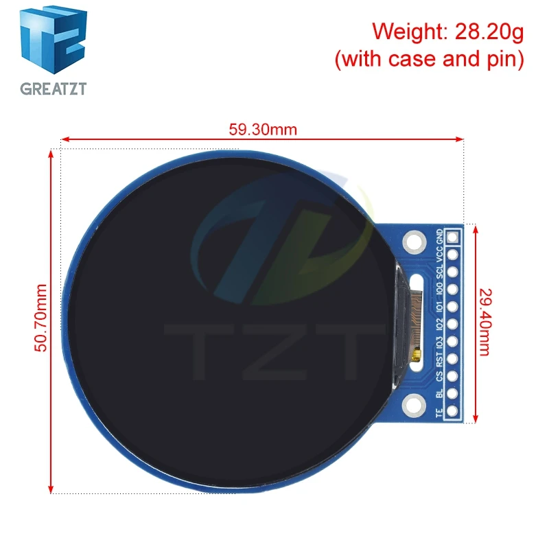 1/3PCS 1.8 Inch Round TFT LCD Display Module TZT 360x360 ST77916 SPI QSPI Interface for Smartwatch DIY Project
