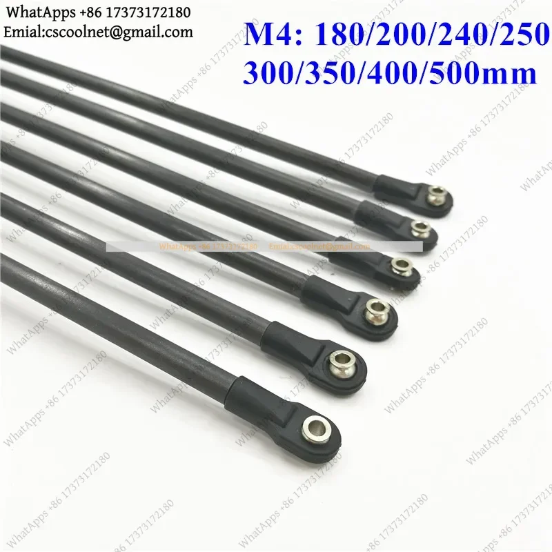 YX2 180-500mm Carbon Tube Diagonal Push Rod Arm + 5347 M4 Rod End Bearing Kit for Rostock Delta Kossel TEVO 3D Printer