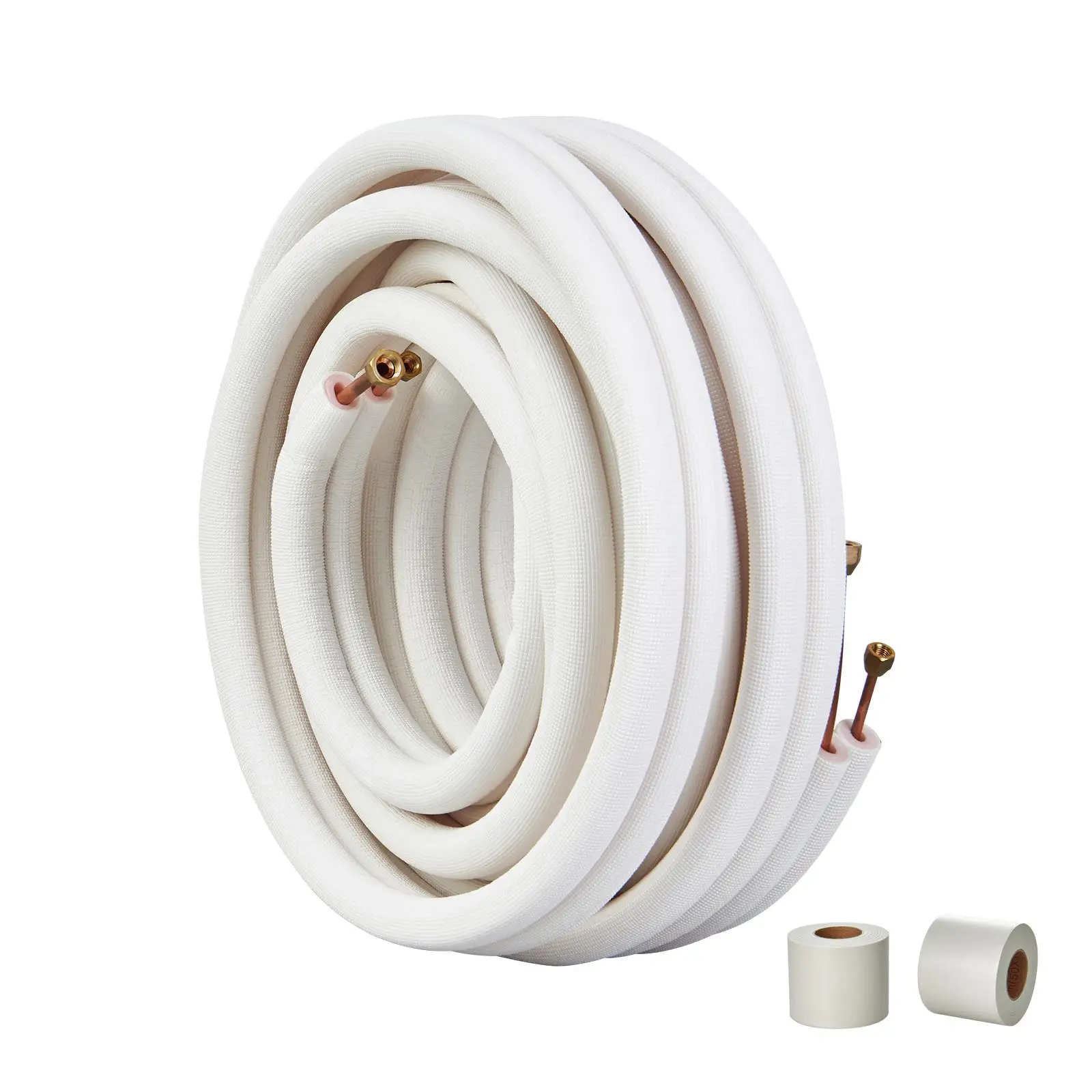 50FT for mini Split Line Set 1/4 and 3/8 OD Copper Pipes Triple Layer Insulation Wrapping Strips for Air Conditioner Heat Pump HVAC Refrigerant Equipment