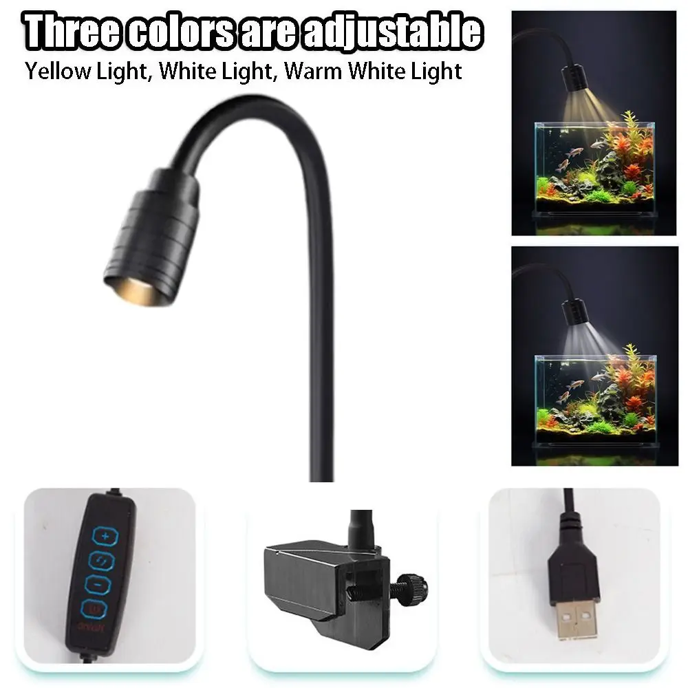 

Adjustable Zoom Mini Clip-on Aquarium Lamp 360 Degree Rotation 3W Fish Tank Clip Lamp USB Energy Saving LED Aquarium Plant Light