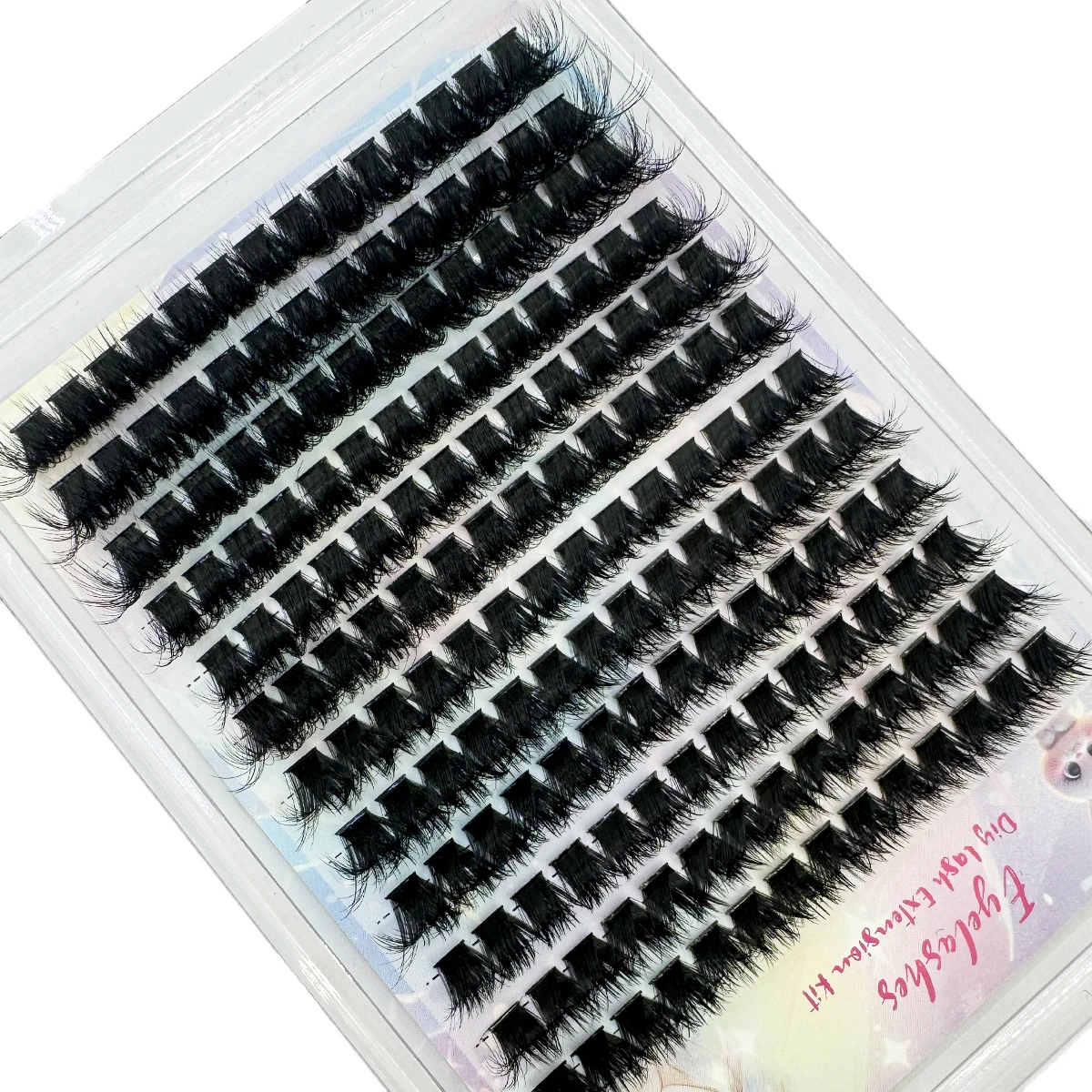 Racimos de pestañas gruesas, 240 ventiladores largos, extensiones de pestañas esponjosas, resistentes al agua, volumen de rizo D, racimos de pestañas 192 Uds. Individuales